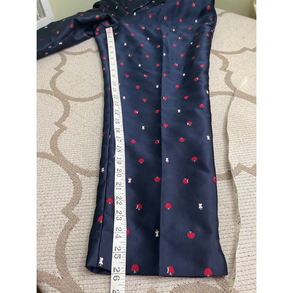 Talbots Apple Print Fully Lined Ankle Pants Petite size 16P Fruit Novelty Navy - Picture 5 of 12